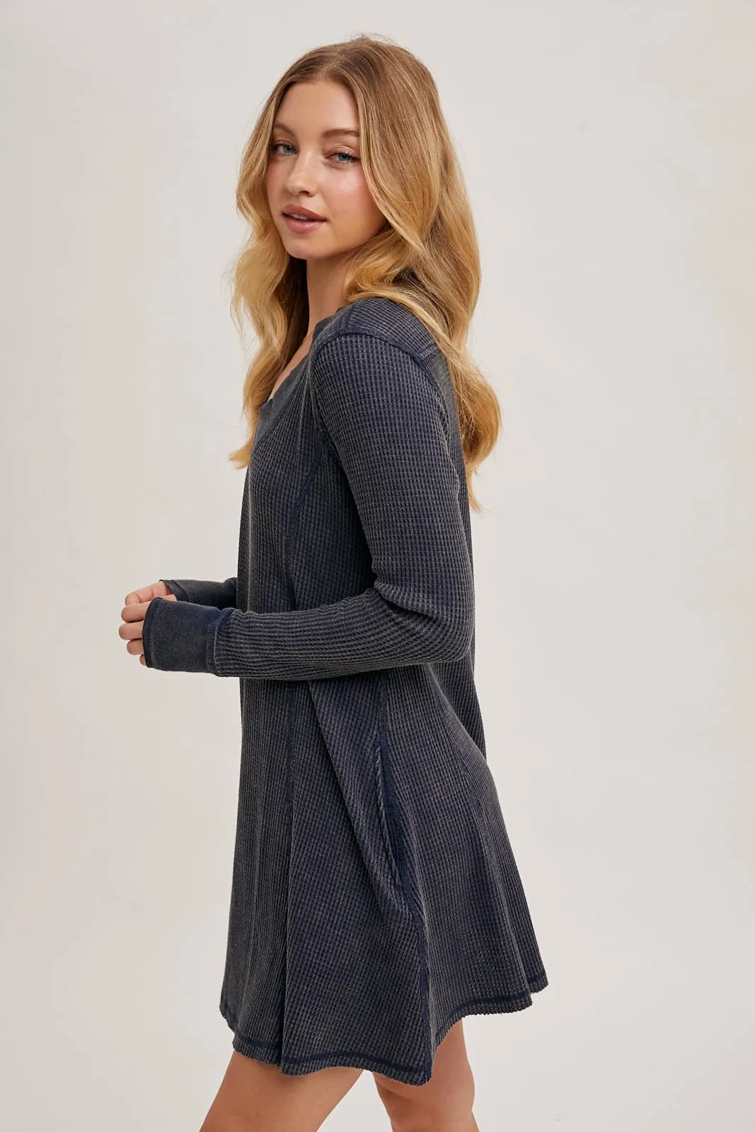 Navy Waffle Mini Dress