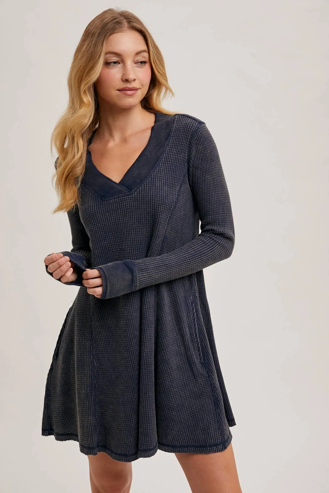 Navy Waffle Mini Dress