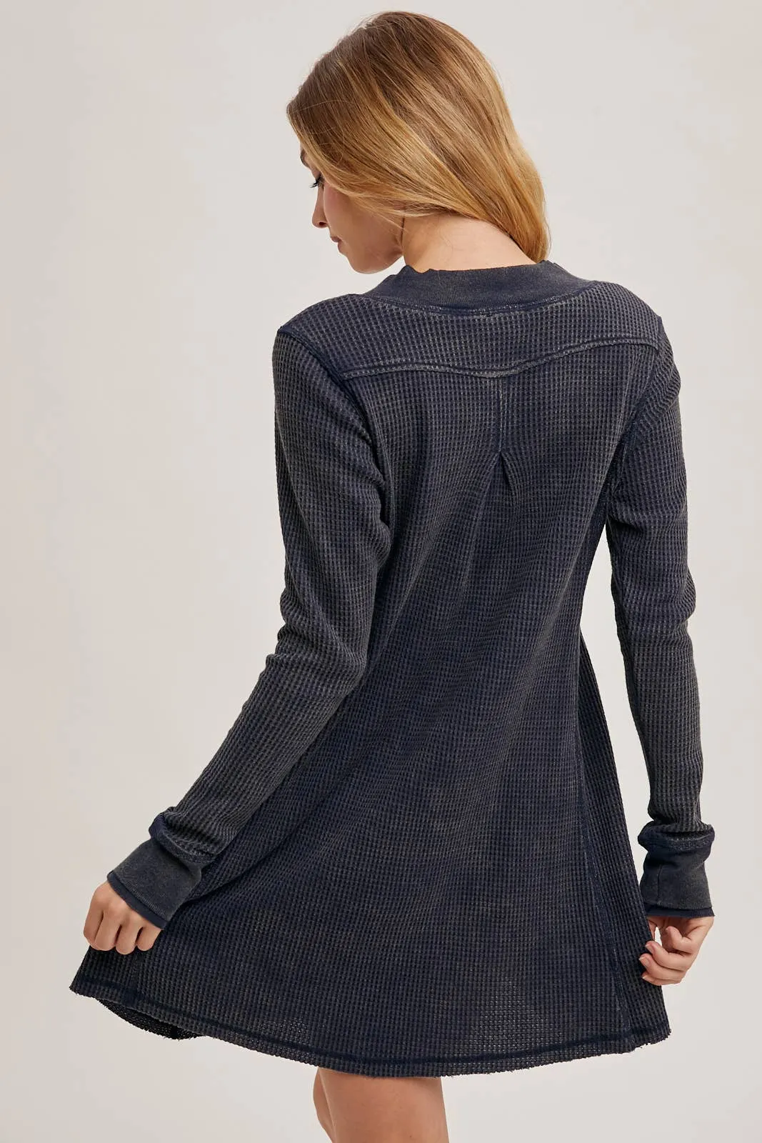 Navy Waffle Mini Dress