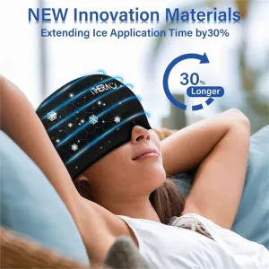 New iTHERAU Headache Relief Hat & Migraine Cap, Migraine Ice Head Wrap Cold Compress, Stretchable Snug Headache Cap for Migraine Mask for Puffy Eyes, Tension, Sinus & Stress Relief! Retails $56 