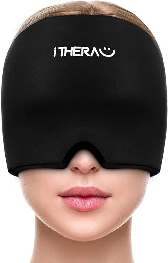 New iTHERAU Headache Relief Hat & Migraine Cap, Migraine Ice Head Wrap Cold Compress, Stretchable Snug Headache Cap for Migraine Mask for Puffy Eyes, Tension, Sinus & Stress Relief! Retails $56 