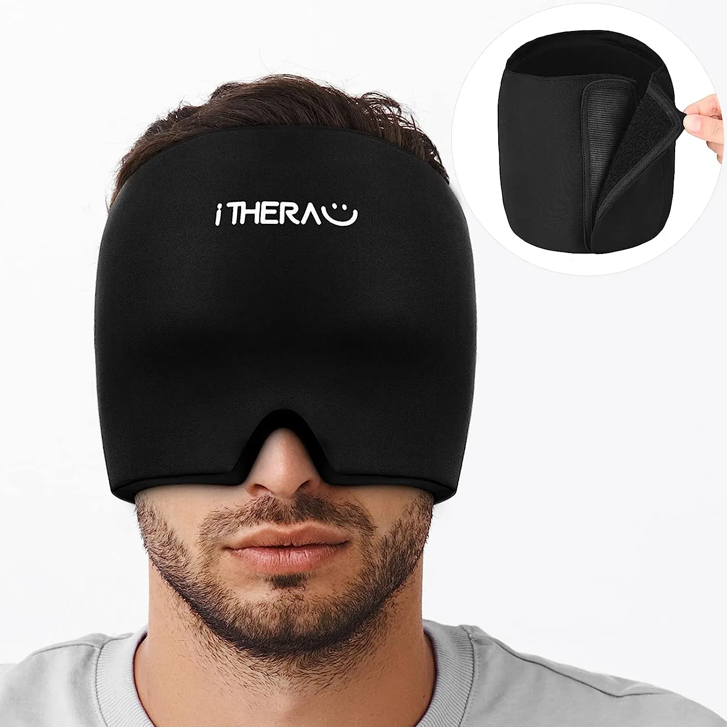 New iTHERAU Headache Relief Hat & Migraine Cap, Migraine Ice Head Wrap Cold Compress, Stretchable Snug Headache Cap for Migraine Mask for Puffy Eyes, Tension, Sinus & Stress Relief! Retails $56 