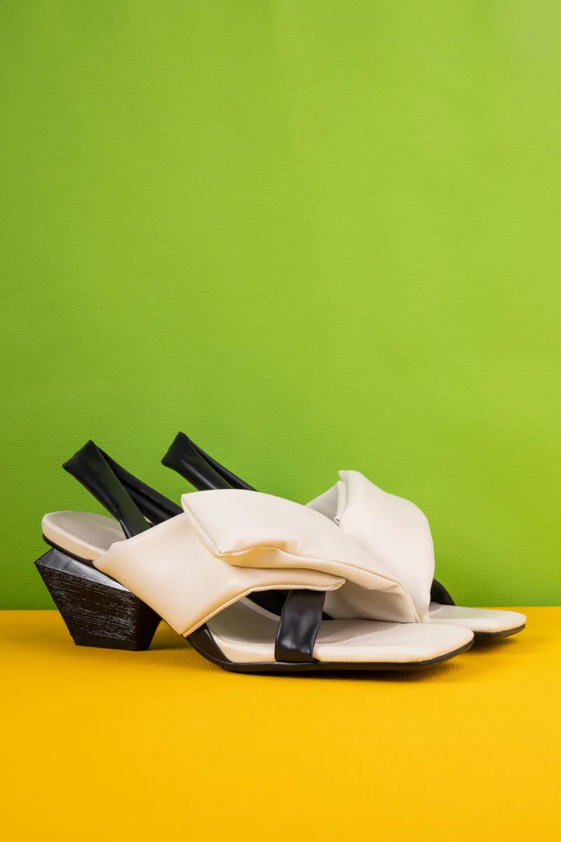 Nicolette Wrap Strap Leather Slingback - Cream
