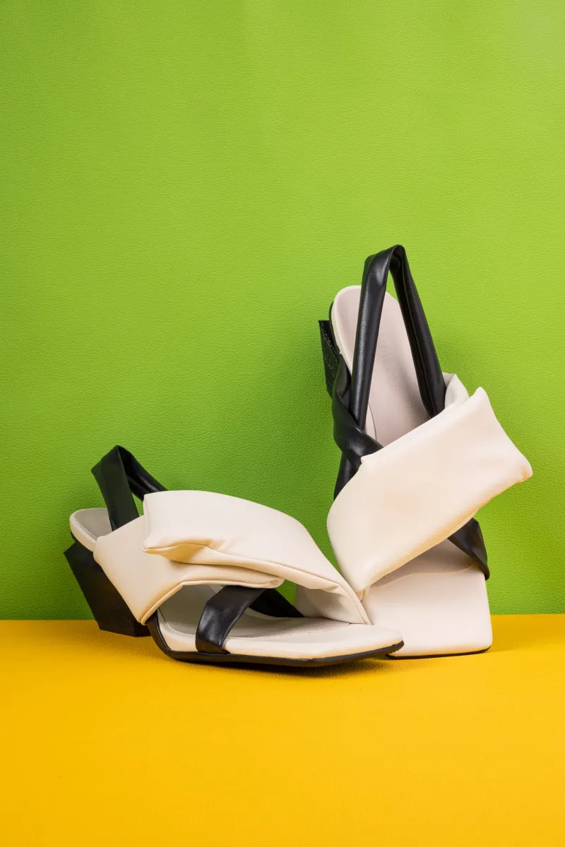 Nicolette Wrap Strap Leather Slingback - Cream