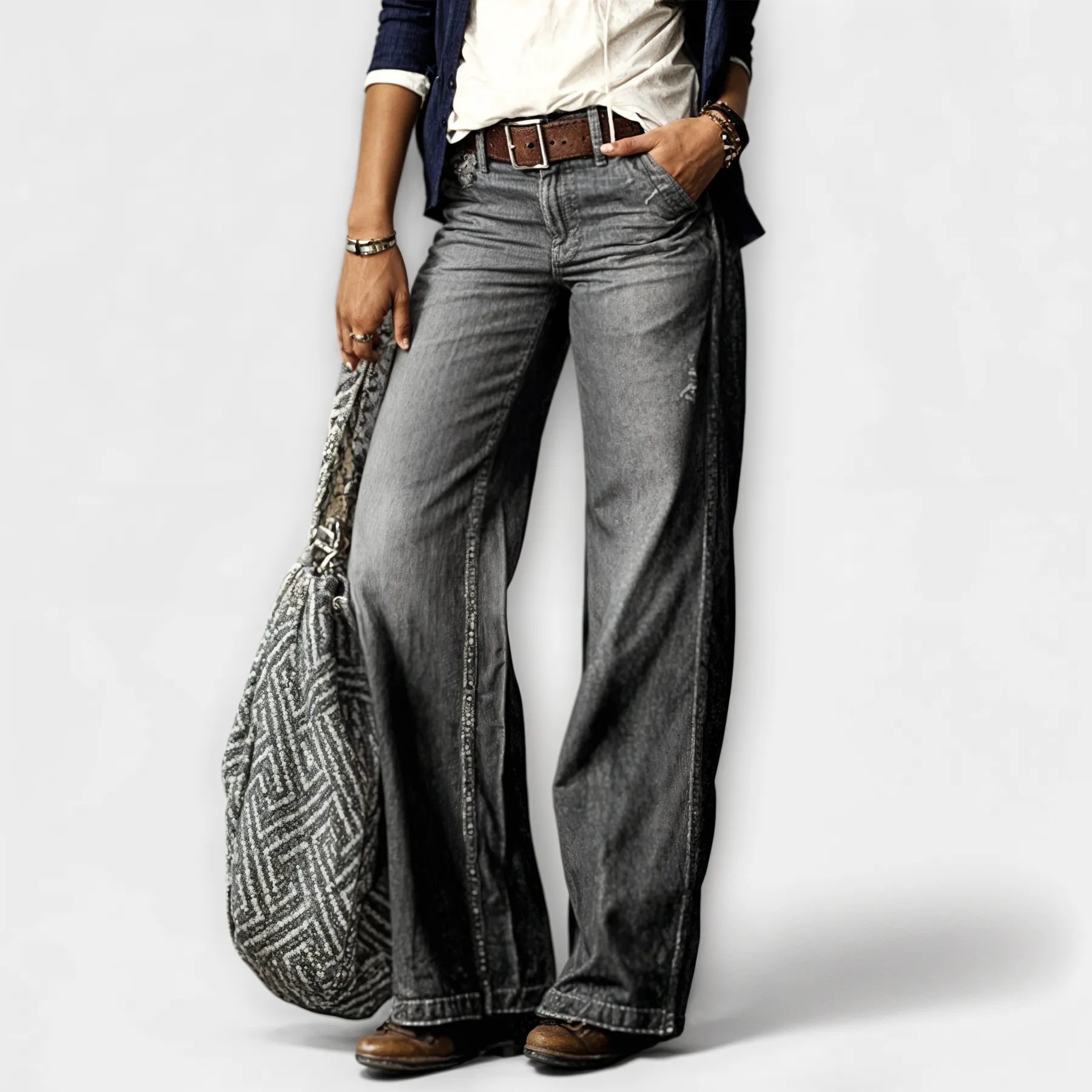 Noah – Elegant Wide Leg Denim Trousers