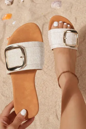 One Band Metal Decor Sandal
