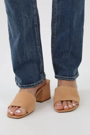 Open Toe Chunky Block Heel Wide Band Sandal -Pink