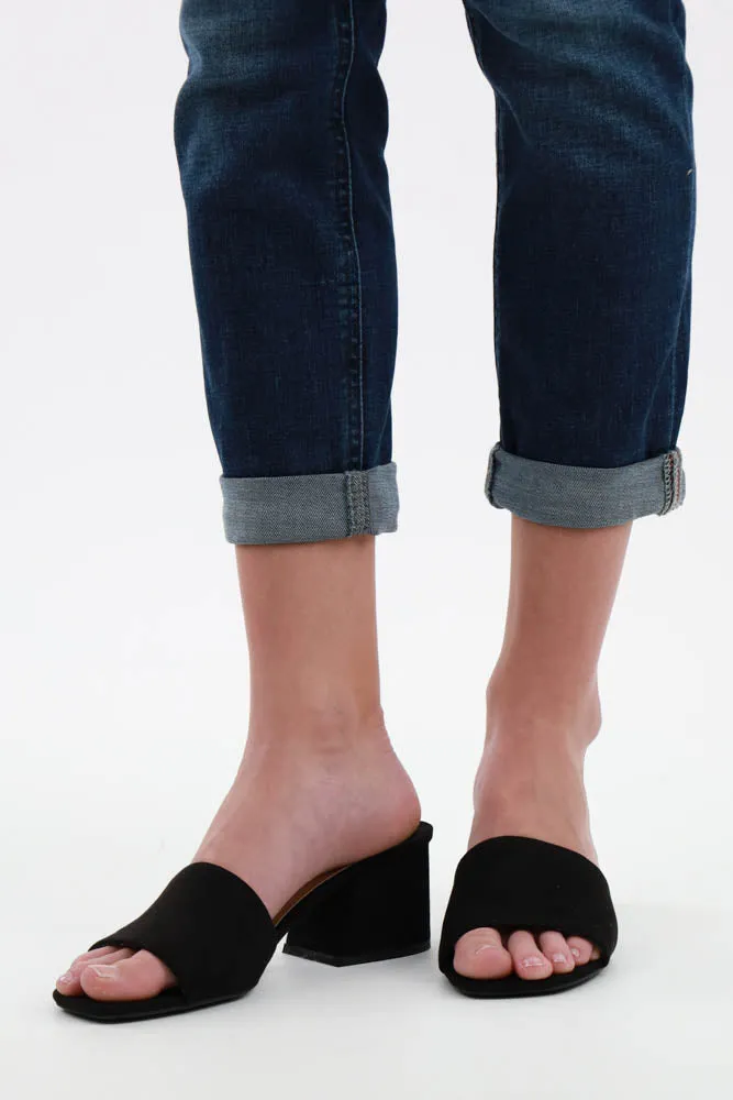 Open Toe Chunky Block Heel Wide Band Sandal -Pink