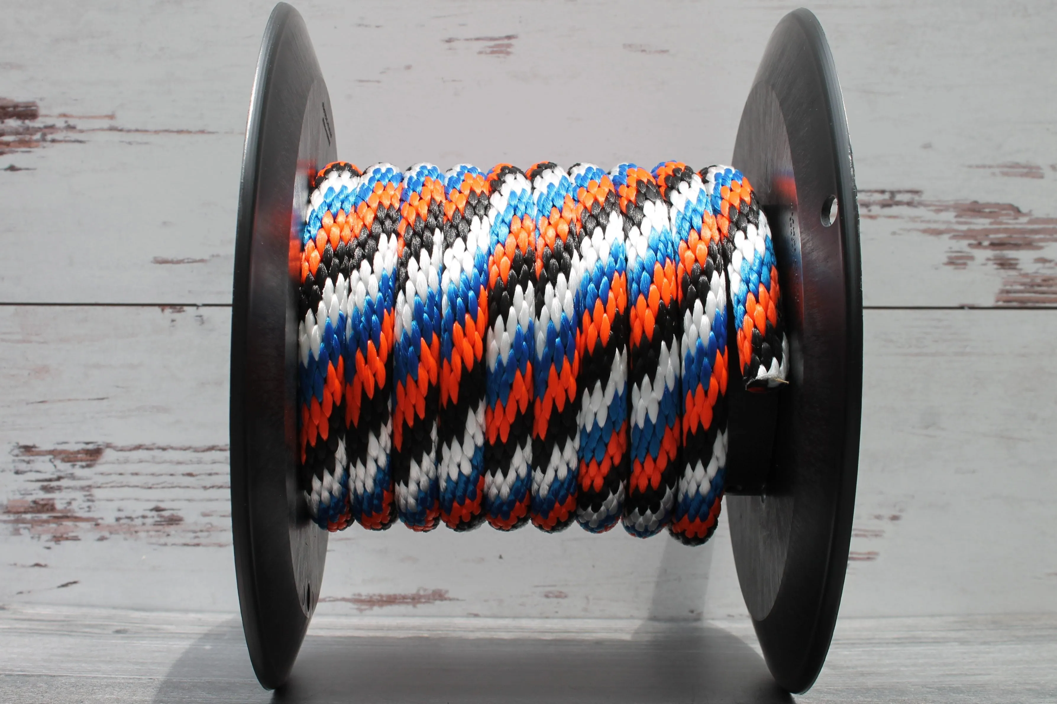 Orange, Blue, White & Black Solid Braided Multifilament Polypropylene Rope