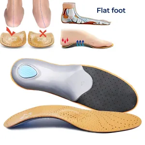 Orthopedic Leather Shoe Insoles for Arch Support, Shock Absorption & Foot Pain Relief - Moisture Wicking Comfort Insoles