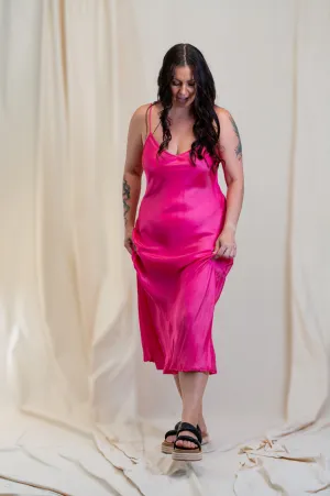 Otomo Silk Slip Maxi Pink