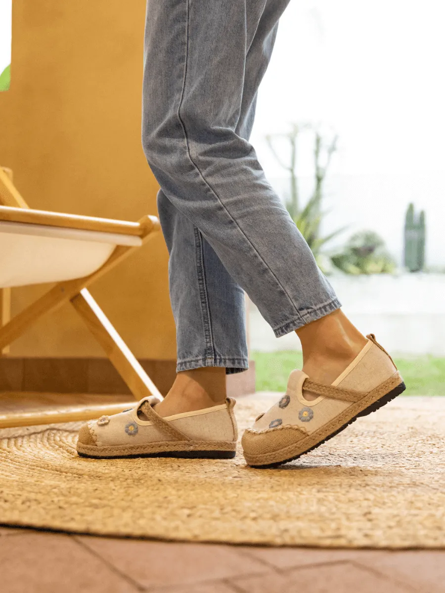 Paloma Daisy Applique Linen Loafer - Beige