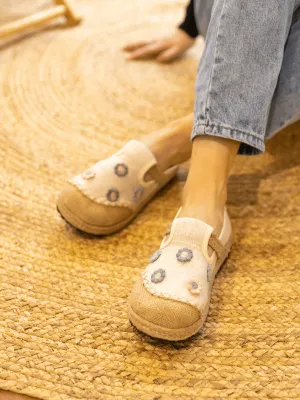 Paloma Daisy Applique Linen Loafer - Beige