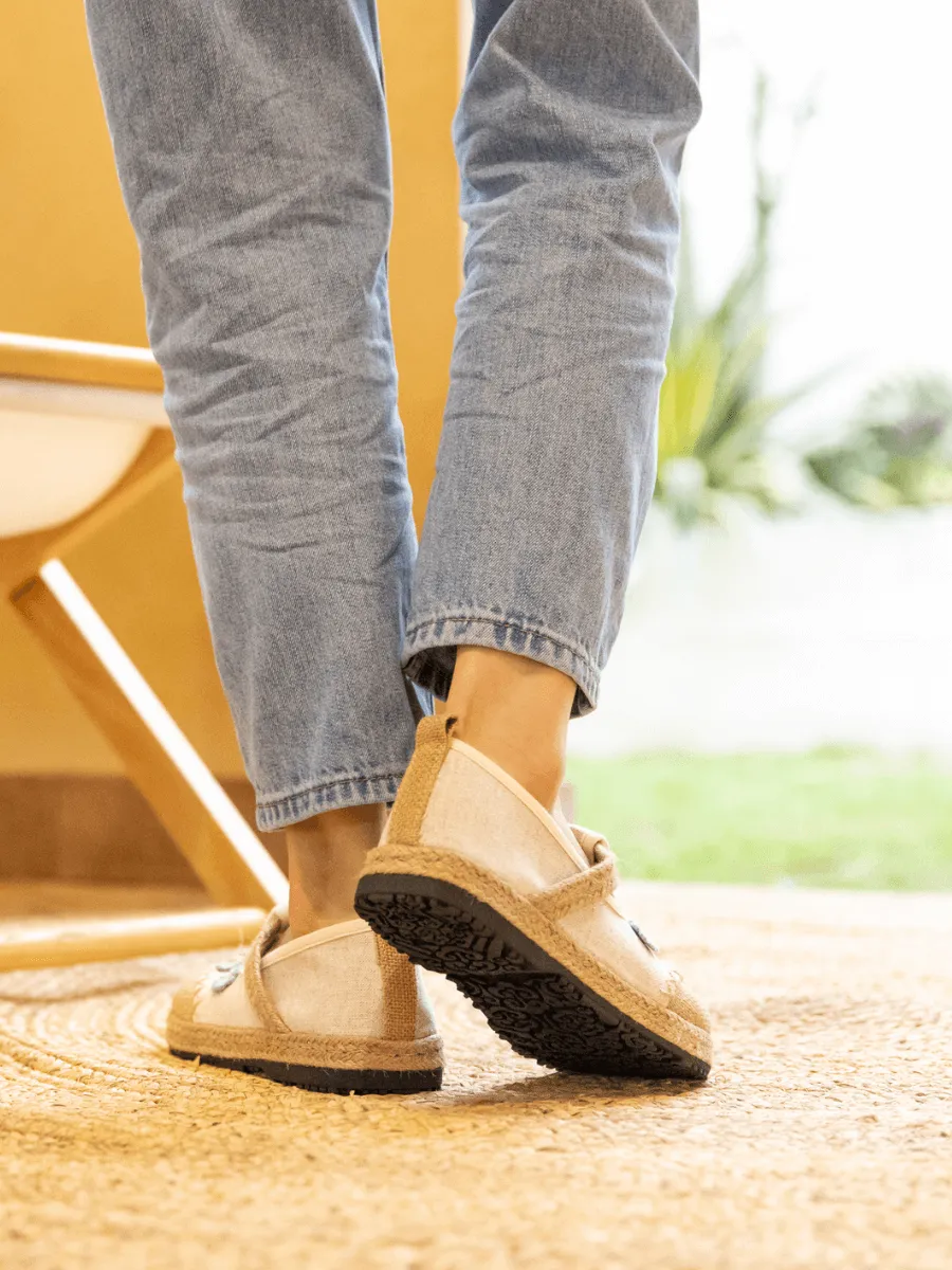 Paloma Daisy Applique Linen Loafer - Beige