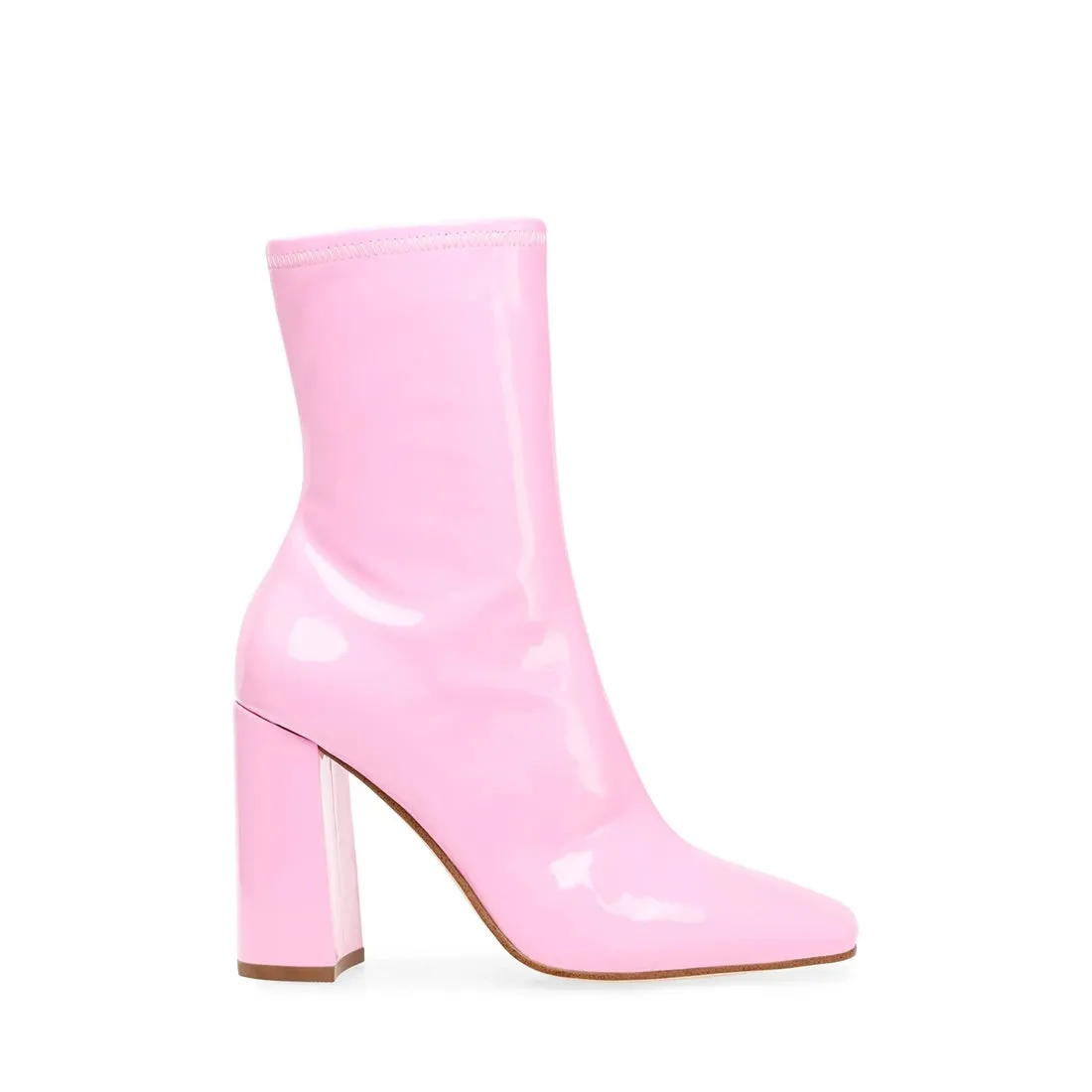 Patent Square Toe Stacked Heel Bootie