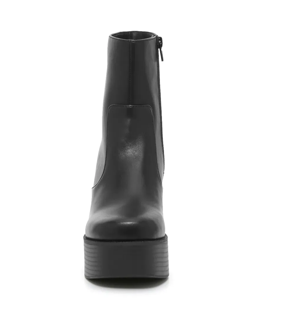 Platform Block Heel Side Zipper Bootie