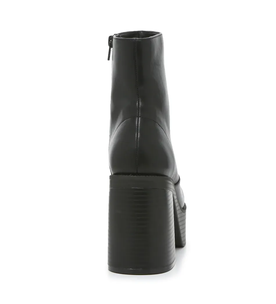 Platform Block Heel Side Zipper Bootie