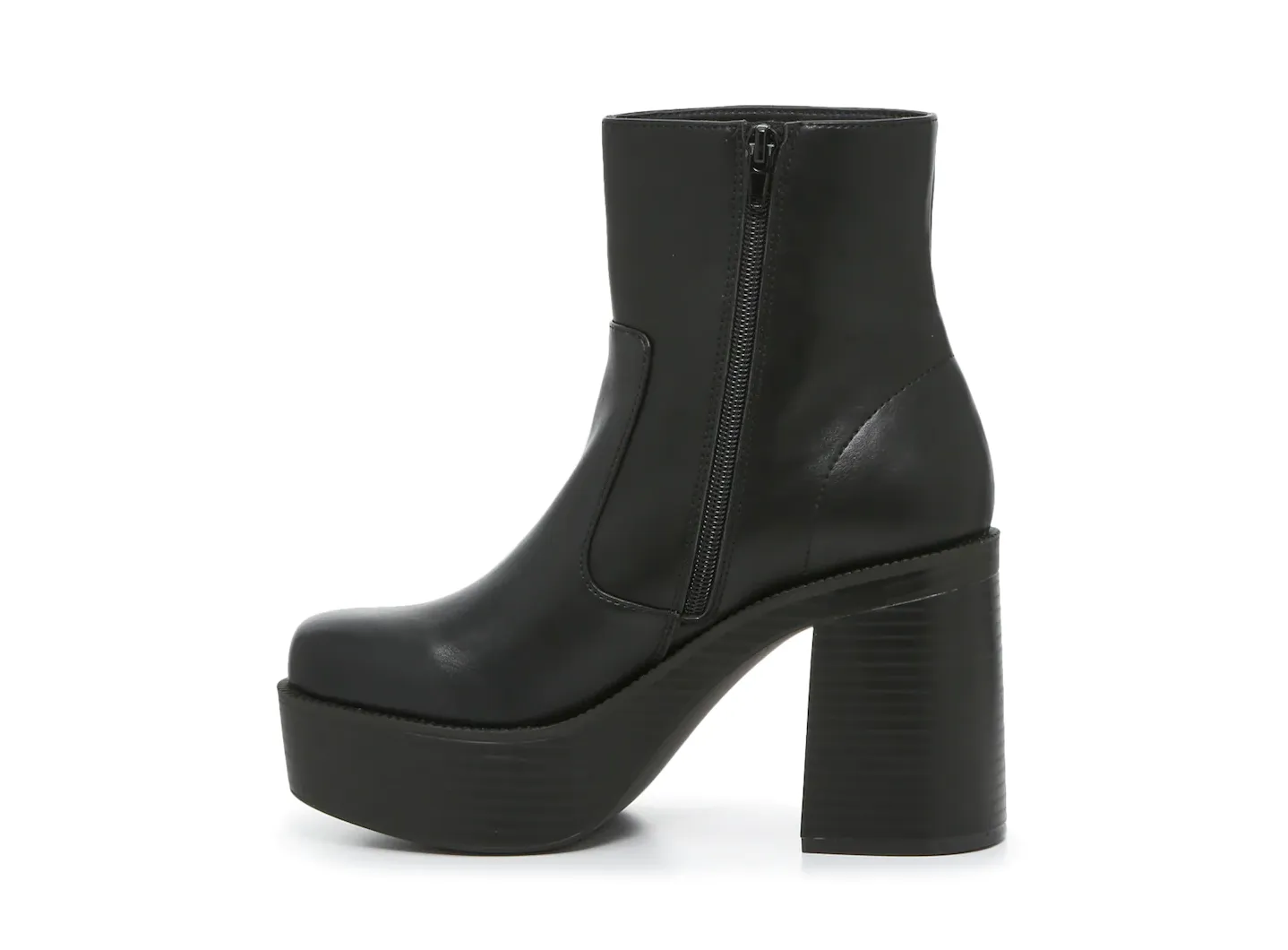 Platform Block Heel Side Zipper Bootie