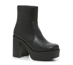 Platform Block Heel Side Zipper Bootie
