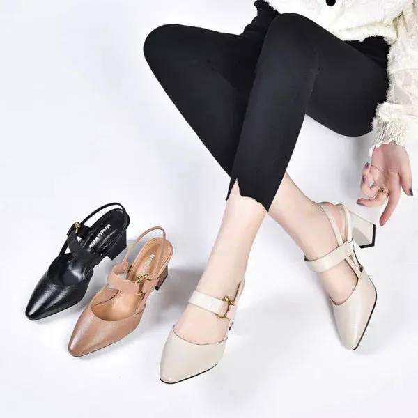 Pointed-Toe Block Heels | Elegant & Modern | Adjustable Strap