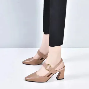 Pointed-Toe Block Heels | Elegant & Modern | Adjustable Strap