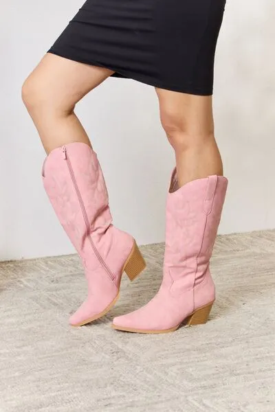 Pretty in Pink Knee High Cowboy Boots