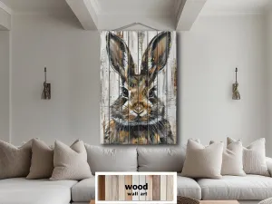 Rabbit Portrait Distressed Wood Wall Art