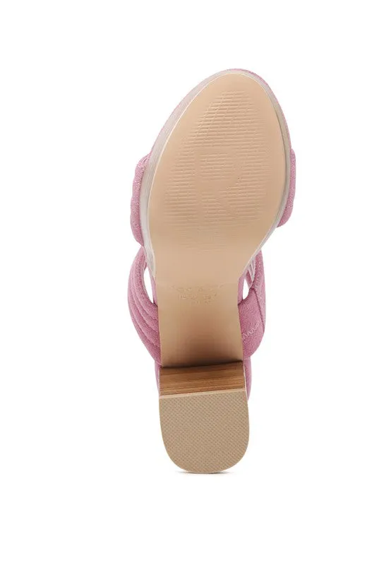 RAG&CO MILLE FEUX SUEDE SLIP-ON BLOCK HEELED SANDAL