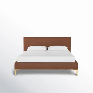 Rand Vegan Leather Bed AllModern Color: Classic Snow Boucle, Leg Color: Brass Size: Twin