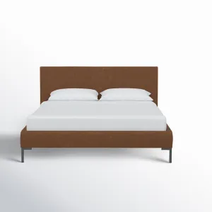 Rand Vegan Leather Bed AllModern Leg Color: Black Wood, Color: Bella Light Gray Performance Velvet Size: Full