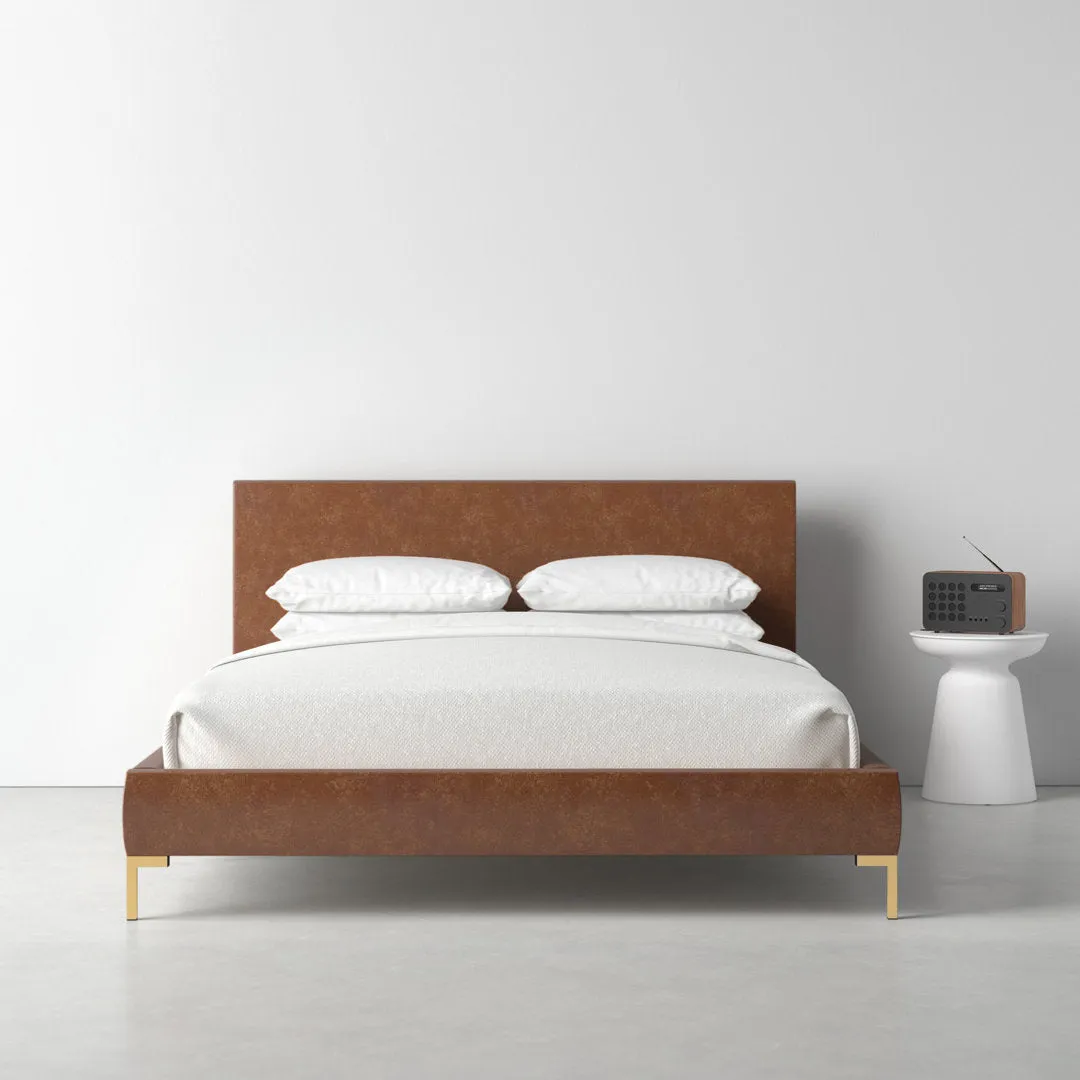 Rand Vegan Leather Bed AllModern Leg Color: Black Wood, Color: Classic Ocean Velvet Size: Full
