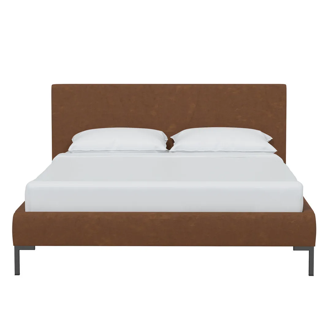 Rand Vegan Leather Bed AllModern Leg Color: Black Wood, Color: Classic Ocean Velvet Size: Full