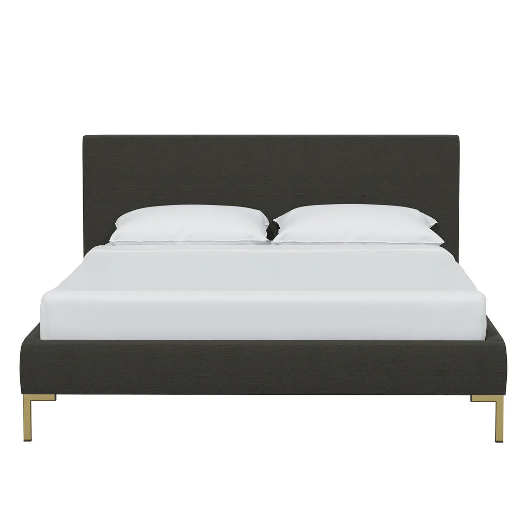 Rand Vegan Leather Bed AllModern Leg Color: Black Wood, Color: Classic Ocean Velvet Size: Full