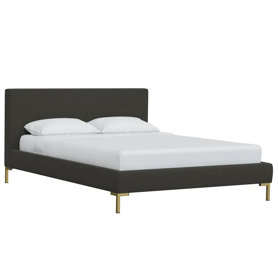 Rand Vegan Leather Bed AllModern Leg Color: Black Wood, Color: Classic Ocean Velvet Size: Full