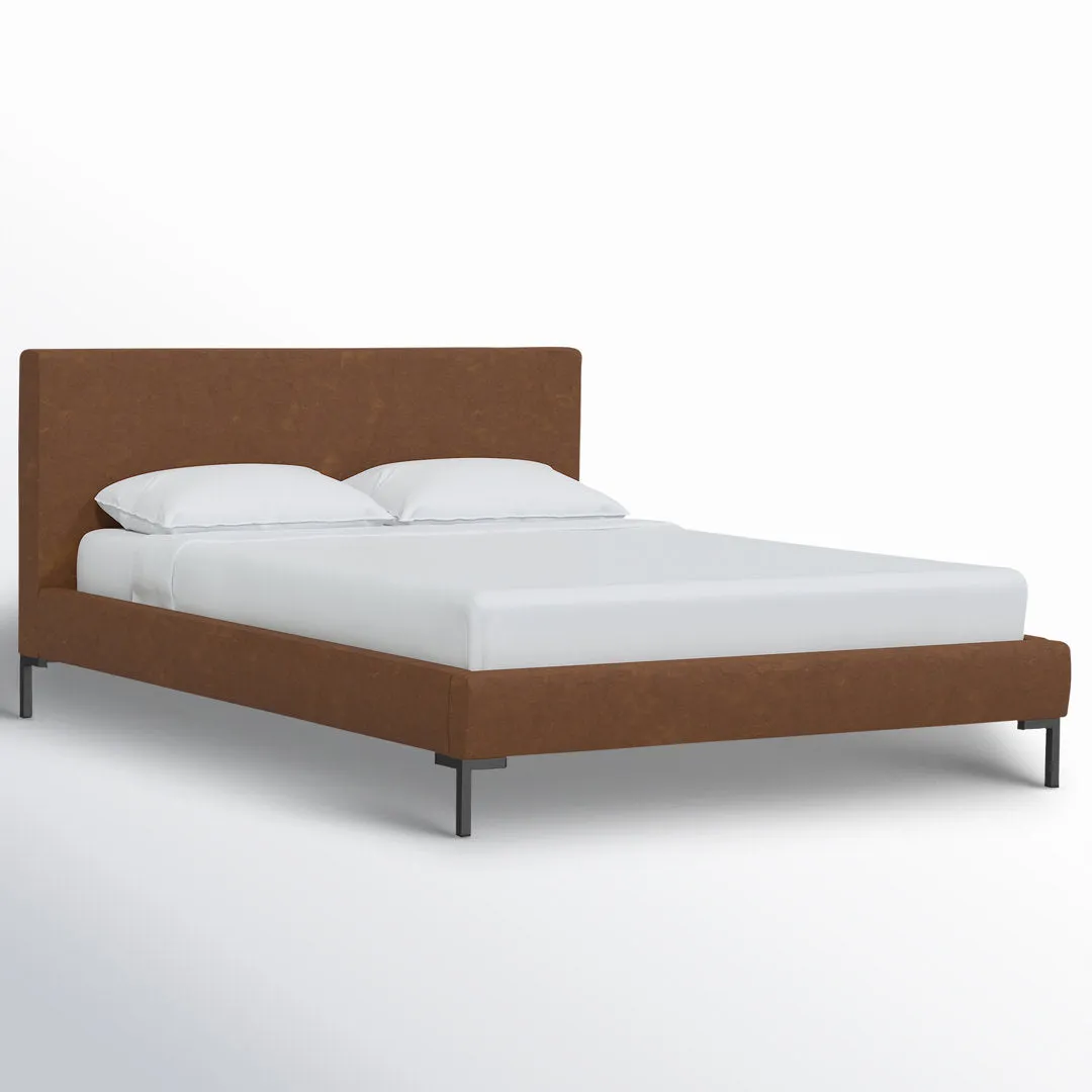 Rand Vegan Leather Bed AllModern Leg Color: Black Wood, Color: Classic Ocean Velvet Size: Full