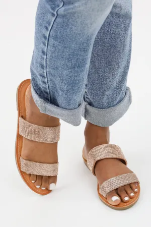 Rhinestone Sandals -Rust
