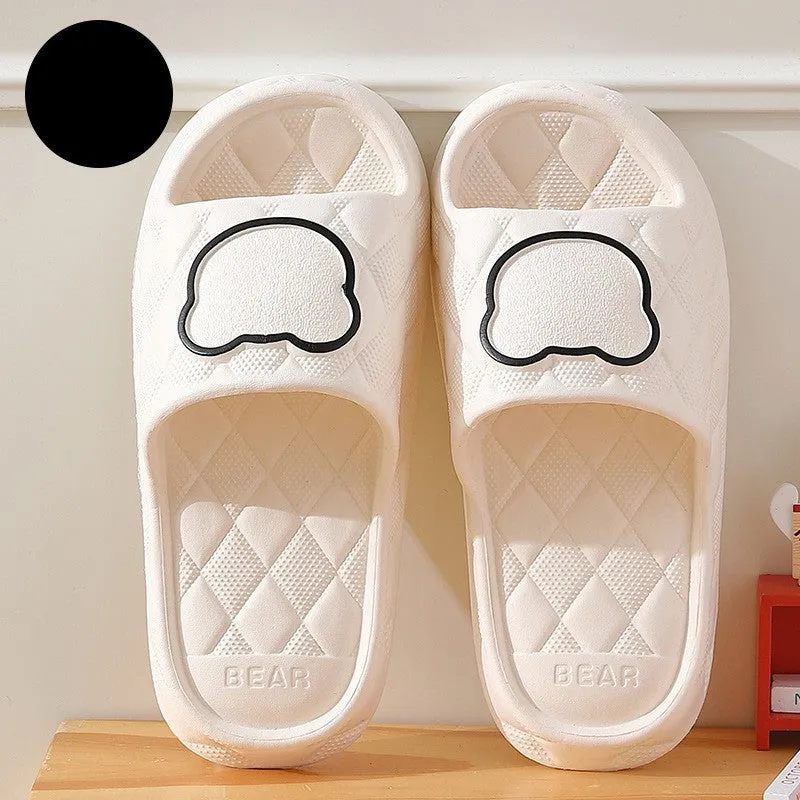 Rhombus Non-slip Thick Sole Bear Slippers