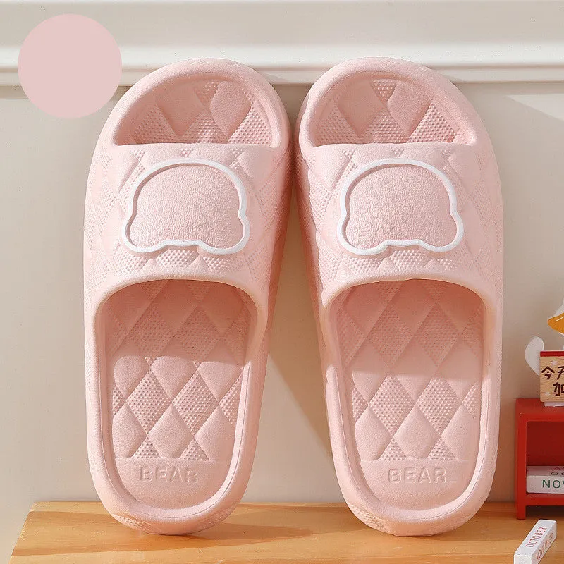Rhombus Non-slip Thick Sole Bear Slippers