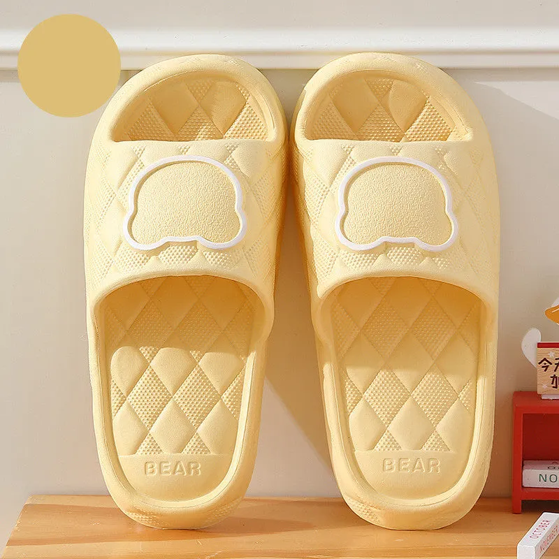 Rhombus Non-slip Thick Sole Bear Slippers