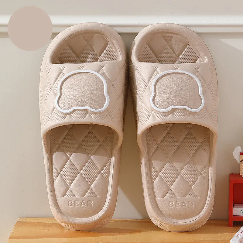 Rhombus Non-slip Thick Sole Bear Slippers