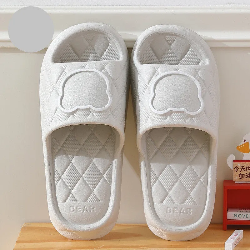Rhombus Non-slip Thick Sole Bear Slippers