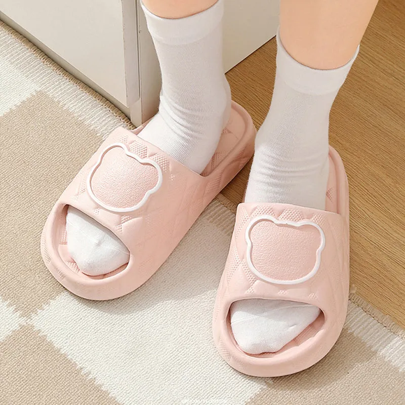Rhombus Non-slip Thick Sole Bear Slippers
