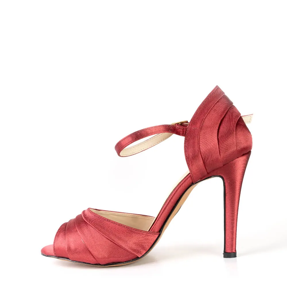 Safa - Dark Red Satin - Street Sole