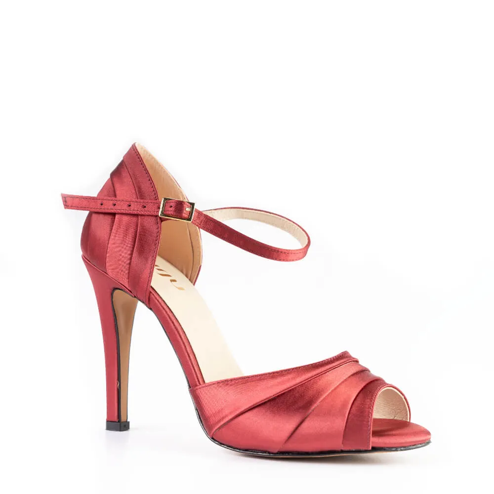 Safa - Dark Red Satin - Street Sole