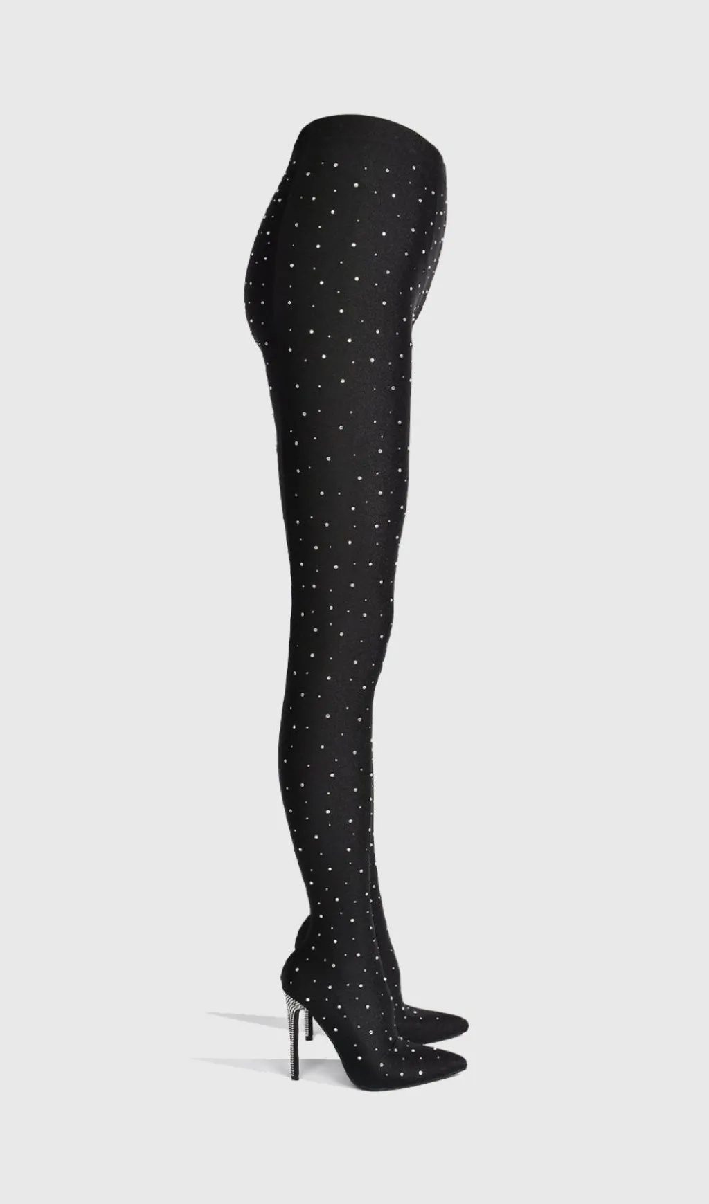 Sagier Rhinestone Legging Boots - Black