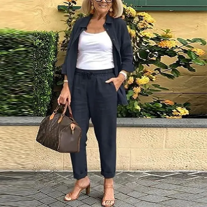 Scarlett™ - Cozy Long Sleeve Blouse and Pants Ensemble