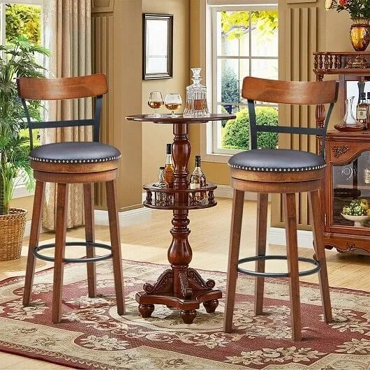 Set of 2 30.5 Inch Swivel Pub Height Bar Stool - Color: Brown - Size: 30.5 inche