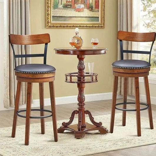 Set of 2 30.5 Inch Swivel Pub Height Bar Stool - Color: Brown - Size: 30.5 inche