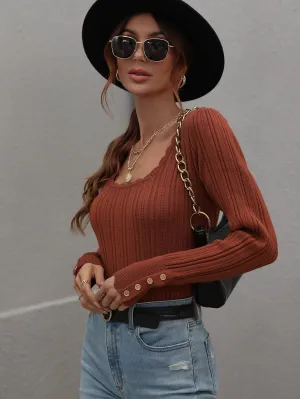 Shell Knit Top - Brown