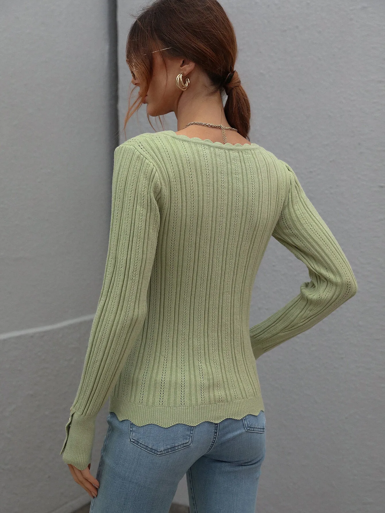 Shell Knit Top - Sage